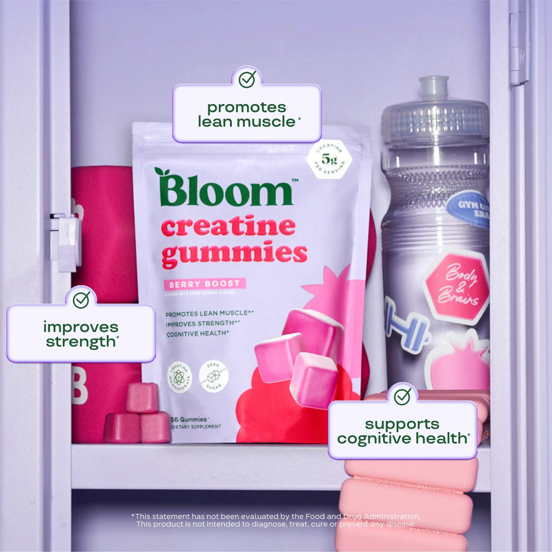 2-Piece Set Bloom Nutrition Creatine Gummies -  Energy, Cognitive Health & Post-Workout Muscle Recovery Promotes & Muscle Improves - Creatine for Women