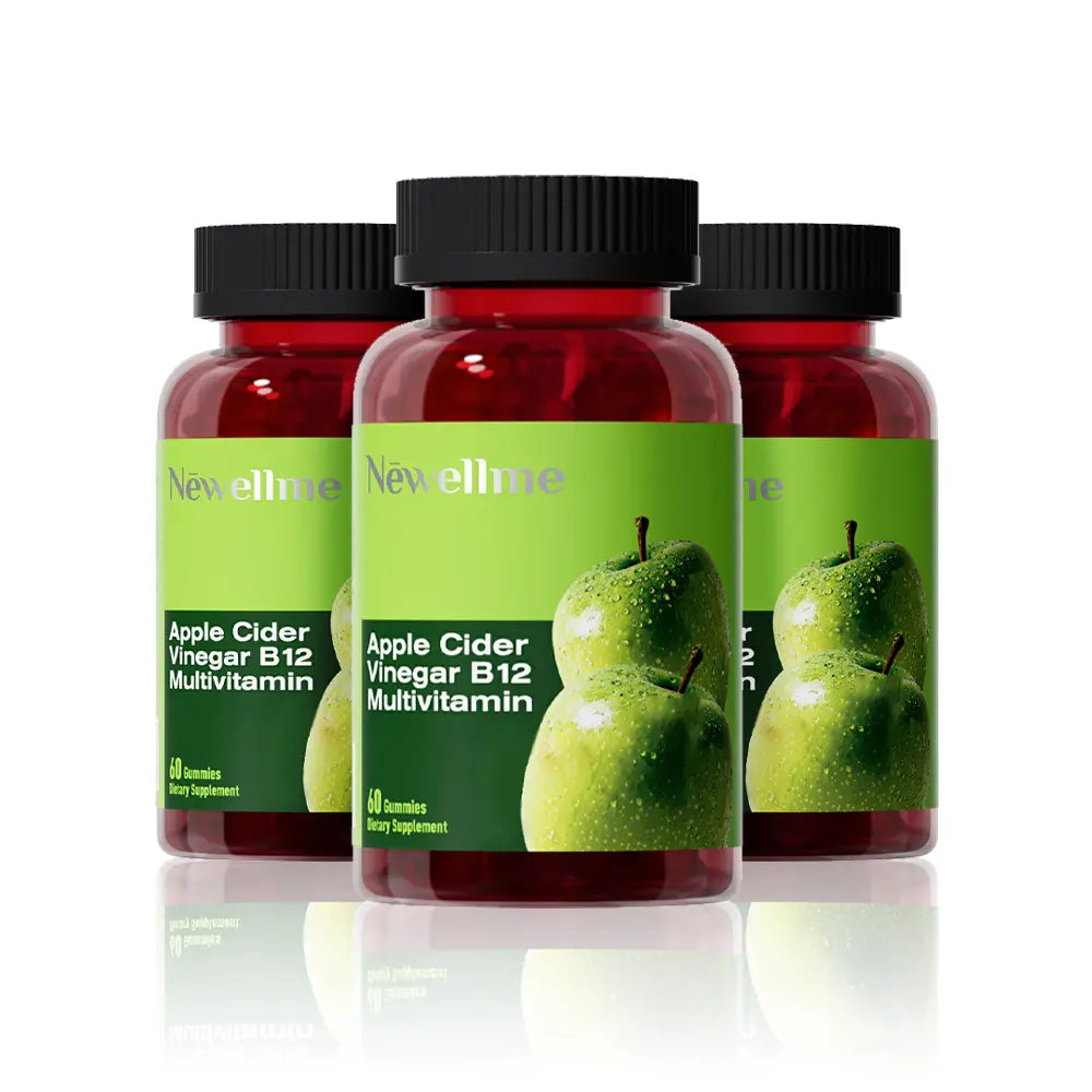 2-Piece Set Apple Cider Vinegar Gummy VitaminsCount - Vitamin B12, Gelatin-Free, Gluten-Free, Vegan & Non-GMO,ACV Supplement | Apple Flavor Optimum Edible Dietary Fitness