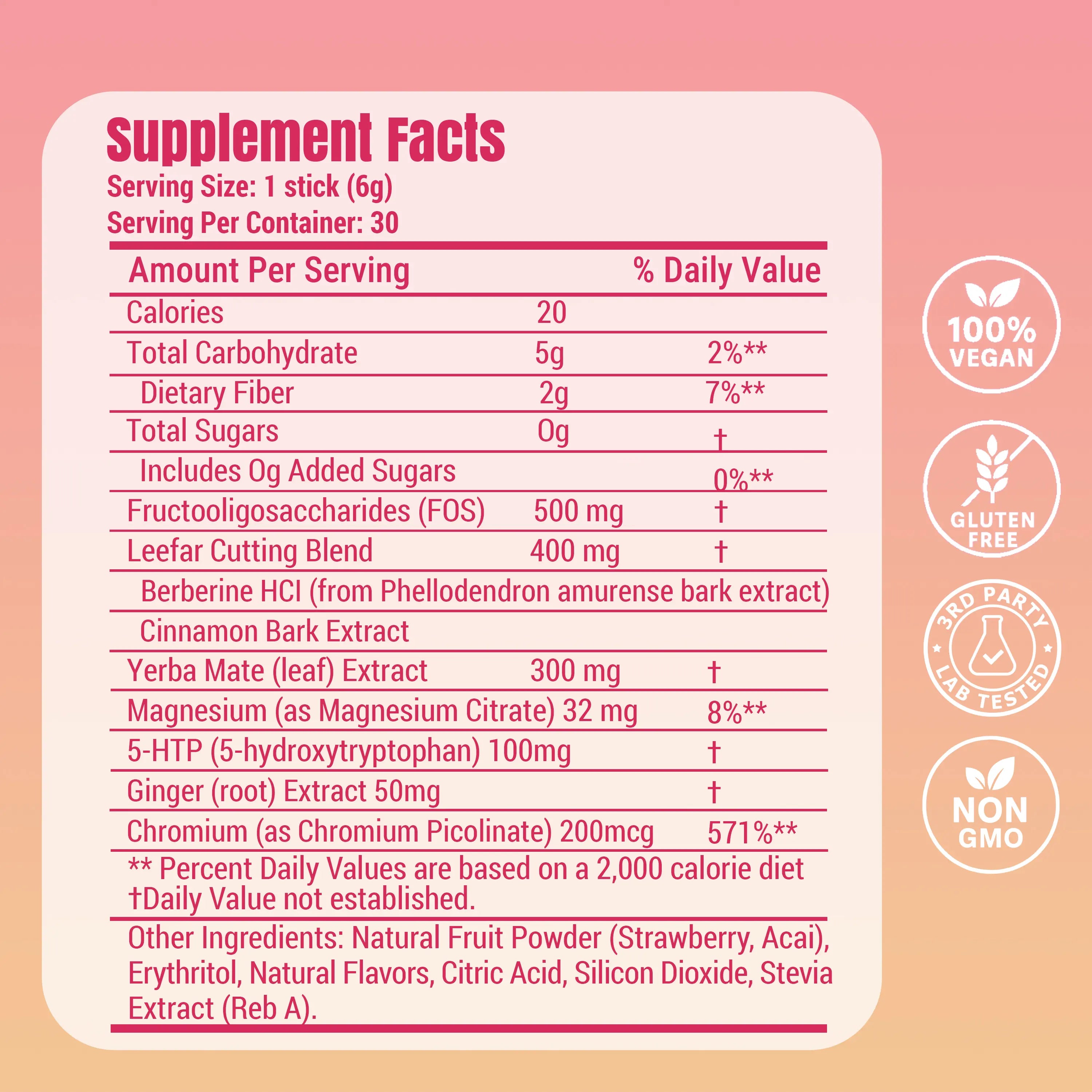 2-Piece Set LeeFar Cutting Drink Mix – | Strawberry Açaí Flavor – 30 Servings