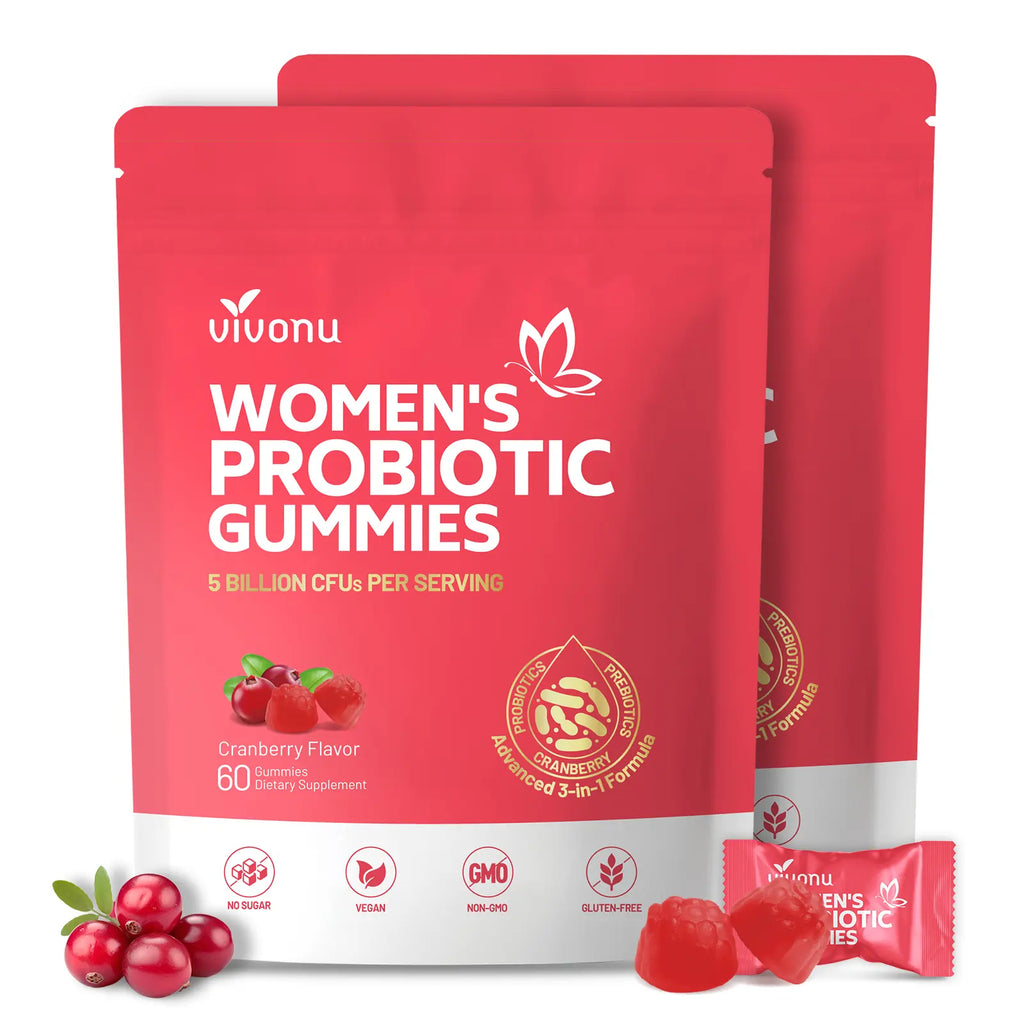 2-Piece Set Cranberry Probiotic Gummies | Targeting Body Odor, Women's Health, and Body Balance | Vegan (60 Gummies per Pack) SummerVibes