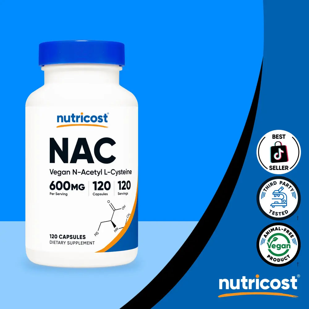 2-Piece Set Nutricost N-Acetyl L-Cysteine (NAC) Supplement Capsules