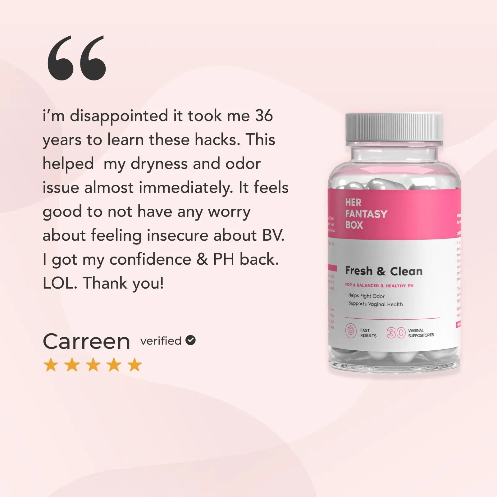 2-Piece Set Her Fantasy Box - Boric Acid pH Balancing Vaginal Suppository (30 Count)