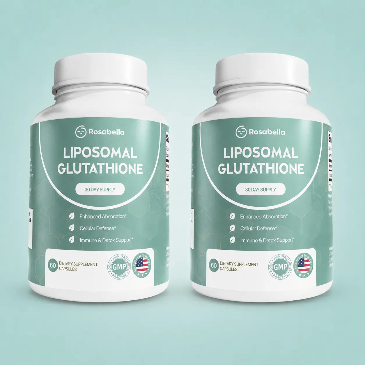 2-Piece Set Liposomal Glutathione Capsules – Skin Glow, Immune & Detox Support (60 Count) - Rosabella