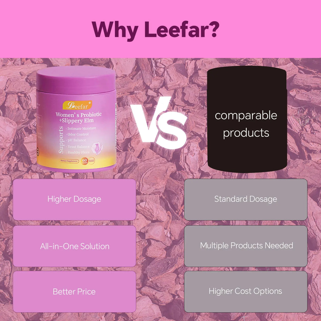 2-Piece Set LEEFAR Her Juicy Feminine Probiotics Gummies- All in One Solution with Slippery Elm and Prebiotics&Lactobacillus Probiotic Blend for Women’s pH Balance and Dryness - Hawaiian Pineapple Gummies 60 Count probiotics women