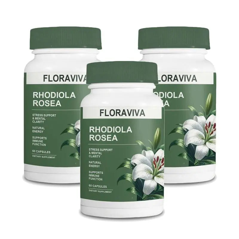 2-Piece Set Natural Rhodiola Rosea Wellness Capsules 500mg - Natural Adaptogen Supplement for Stress Support, Mental Focus & Energy - Non-GMO (60 Capsules) Dietary Supplement, More Natural ingredient
