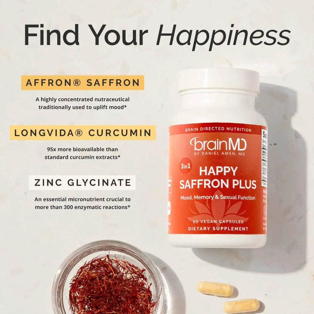 2-Piece Set BrainMD - Happy Saffron Plus by Doc Amen | #1 formula for a healthier, happier you - free from gluten, dairy, and eggs