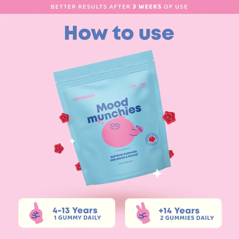 2-Piece Set JoySpring Saffron Mood Munchies Gummies – Plant-Based Saffron Formula for Daily Wellness Designed to Support Mood and Focus