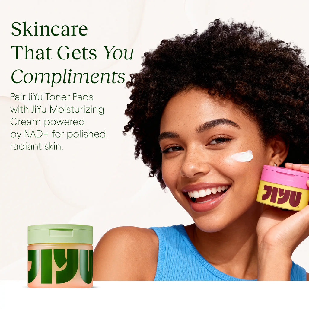 JiYu Korean Skincare Glow-Up Bundle - Toner Pads & NAD+ Anti-Aging Moisturizing Cream - Maximum Hydration, Eliminate Dark Spots, Reduce Wrinkles