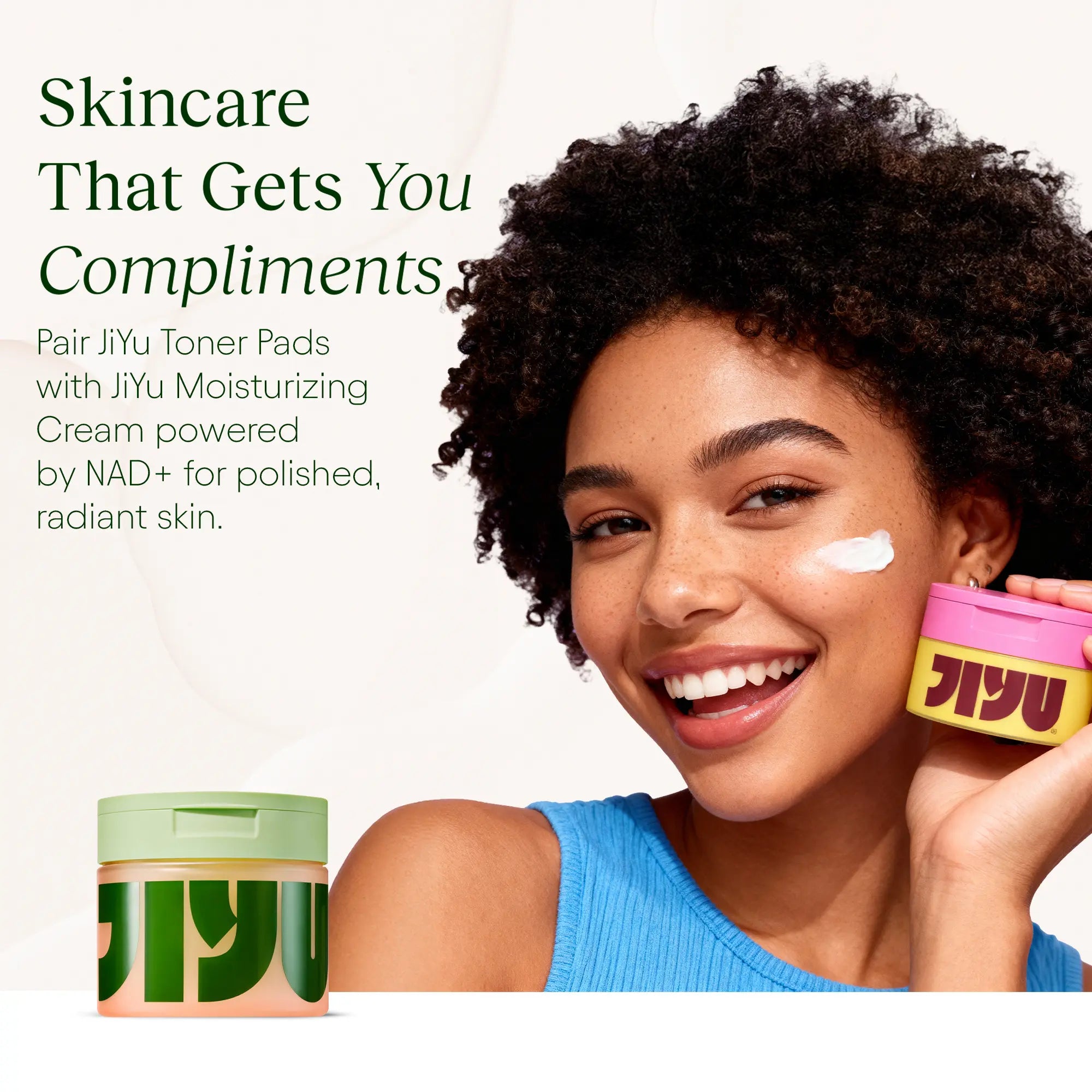 JiYu Korean Skincare Glow-Up Bundle - Toner Pads & NAD+ Anti-Aging Moisturizing Cream - Maximum Hydration, Eliminate Dark Spots, Reduce Wrinkles