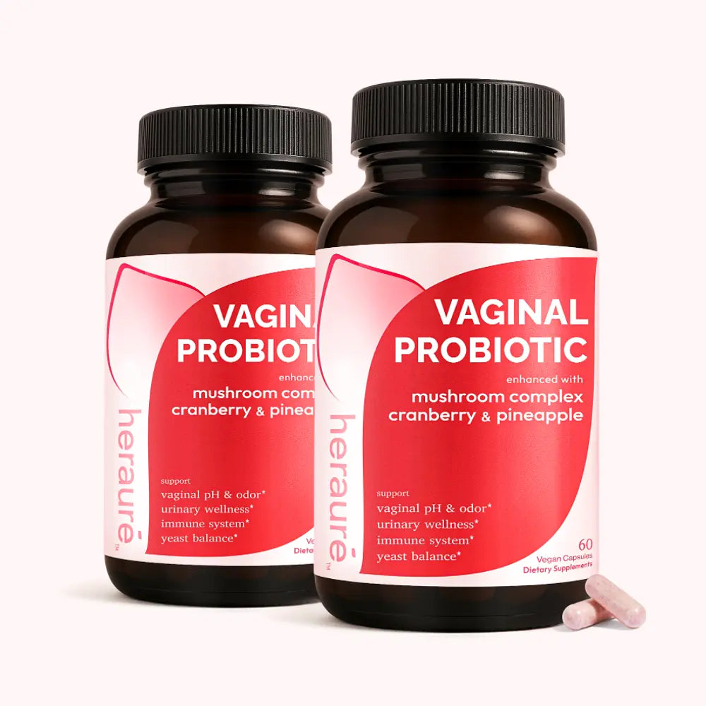 2-Piece Set HerAuré Women’s Probiotics - pH Balance, Odor Control, Flora Health, Moistening, Tightening - With 7 Billion CFU Probiotic, Prebiotic, 7-in-1 Mushroom Blend, Cranberry, Pineapple - 60 Capsules (Pack of 1), Self-Care Gift,mothersdaygift