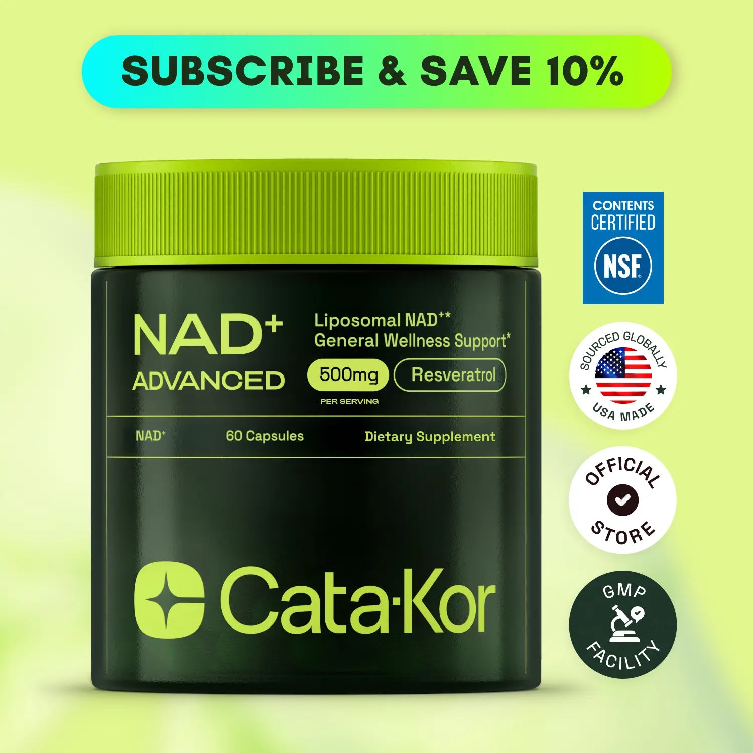 2-Piece Set Cata-Kor NAD+ Advanced 500mg - NAD+ Supplement for Energy & Healthy Aging - 60 Count (30 Day Supply) - Previously known as Reus Research NR 900