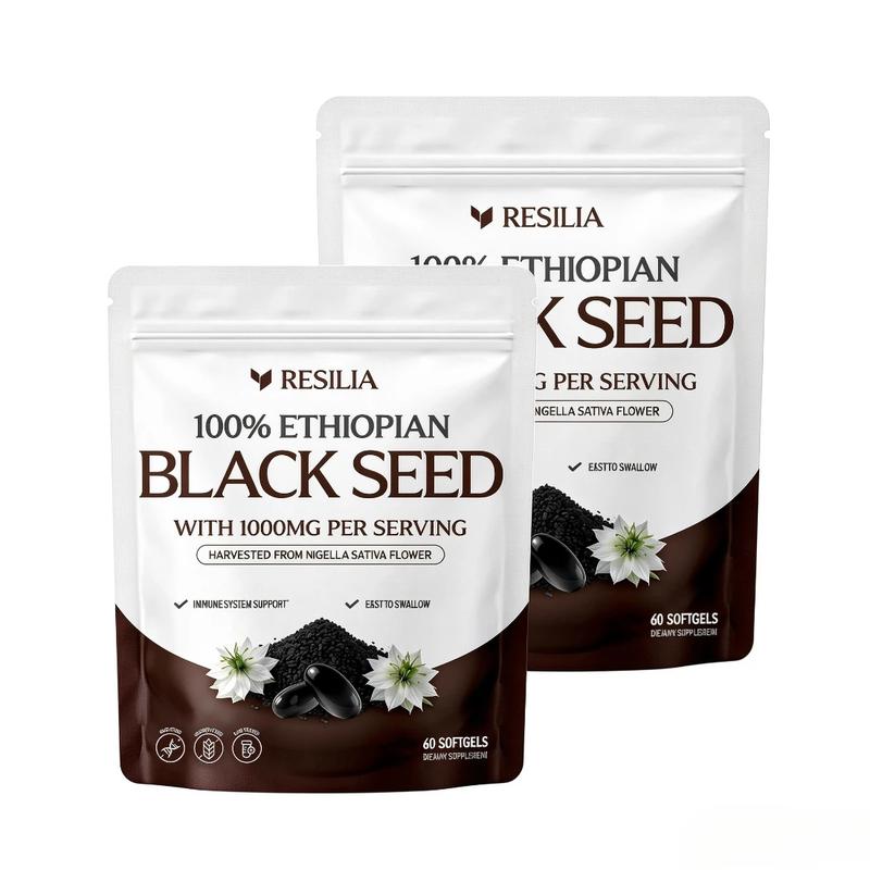Ethiopian Black Seed Oil Dietary Supplement Softgels, 1000mg Per Serving, Ethiopian Source, 60 Count