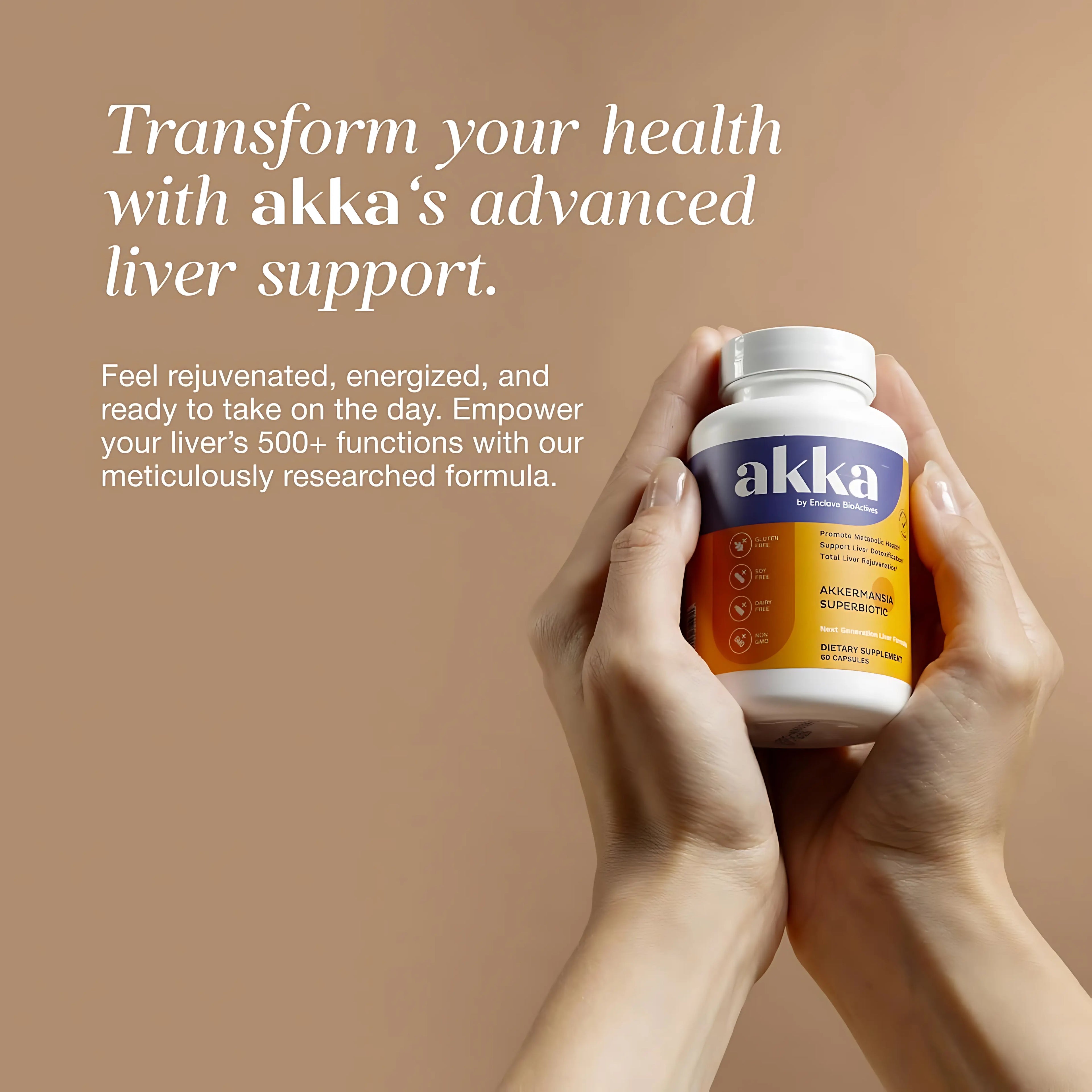2-Piece Set AKKA - Akkermansia Probiotic Liver Cleanse Detox & Repair - Liver Health Supplement for Energy, Digestion & Metabolism with Akkermansia Muciniphila (AKKA Superbiotics), Non-GMO, Gluten-Free, 60 Caps