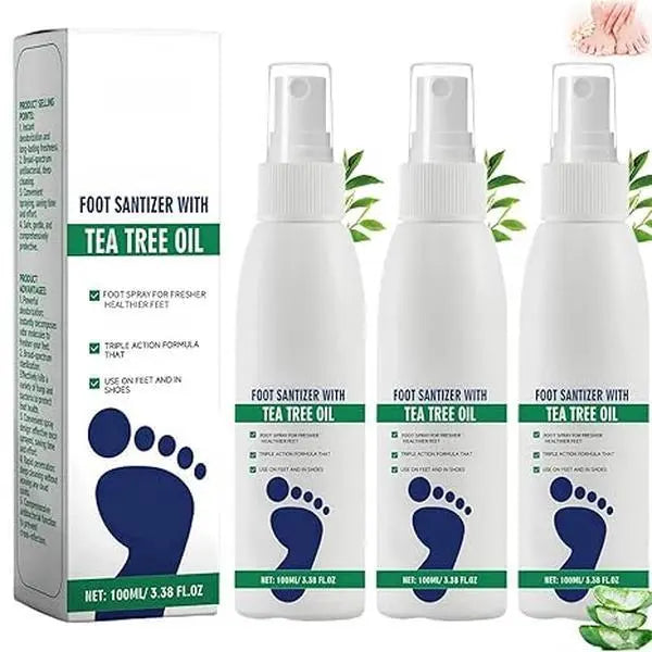 2-Piece Set (3 bottles)Tea Tree Oil Foot Spray - Plantar Moisturizing Deodorant for Odor Control & Dry Feet Care, Natural Foot Sanitizer with Antifungal Properties,Ximonth Clear Foot Sanitizer Spray,for Foot & Shoe Freshness