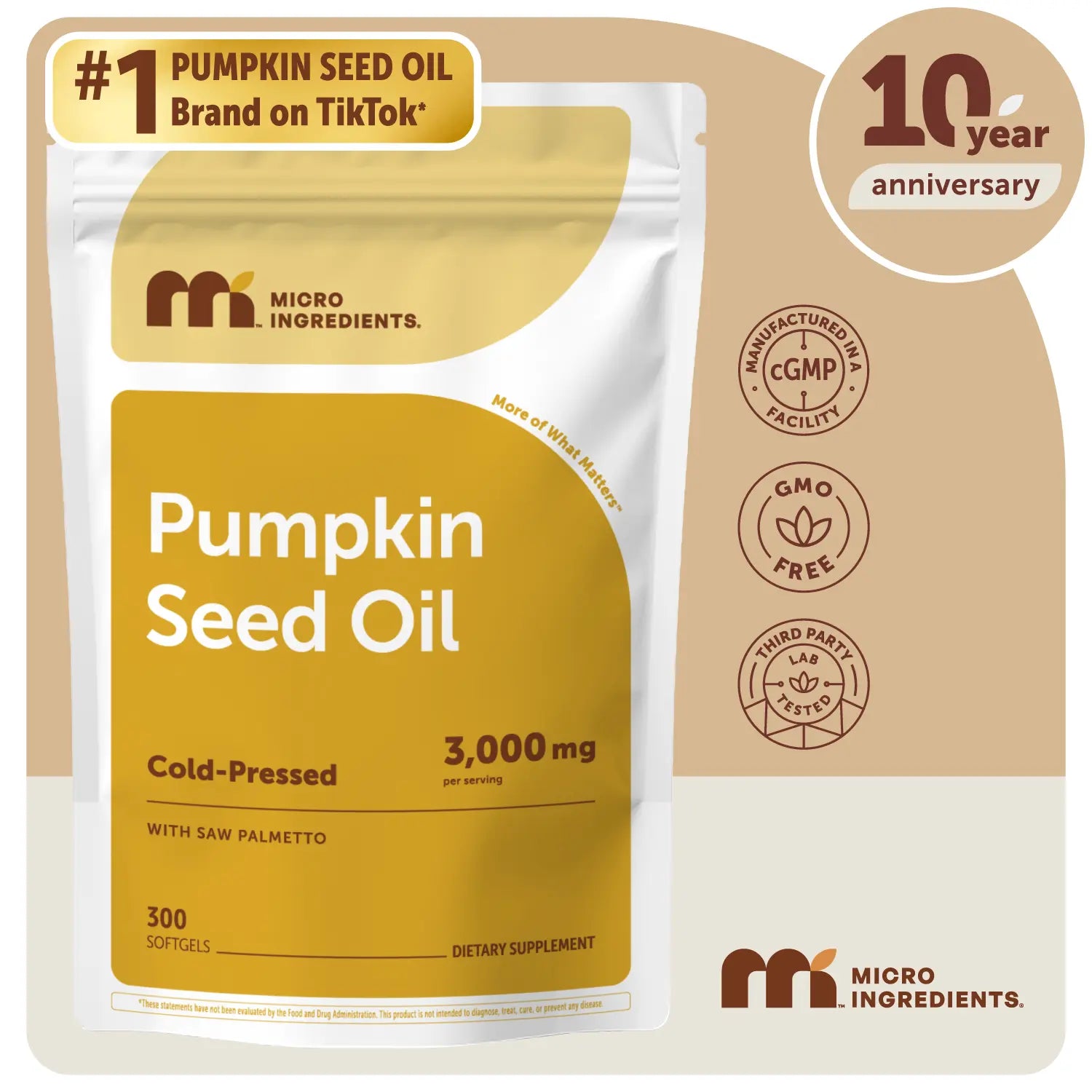 2-Piece Set Micro Ingredients Pumpkin Seed Oil with Saw Palmetto Softgels