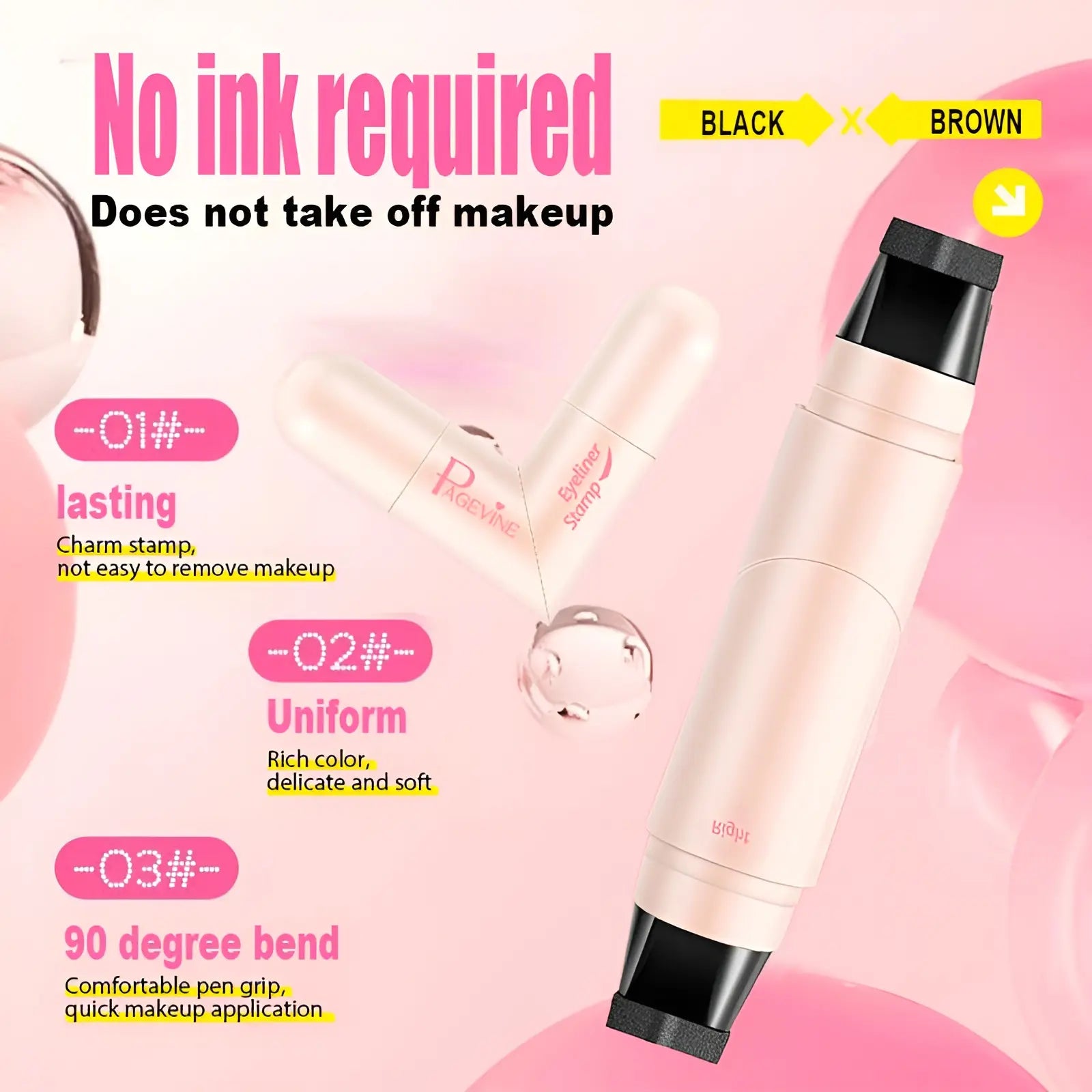 Rotating Eyeliner Stamp Pen – Dual-Head Design with Wing Stamp, Quick-Dry, Long-Lasting, Smudge-Proof for Easy Cat Eye, Sharp Winged Lines & All-Day Makeup Wear - Beginner Friendly Everyday Makeup Tool for Women, Women's cosmetics, Makeup tool