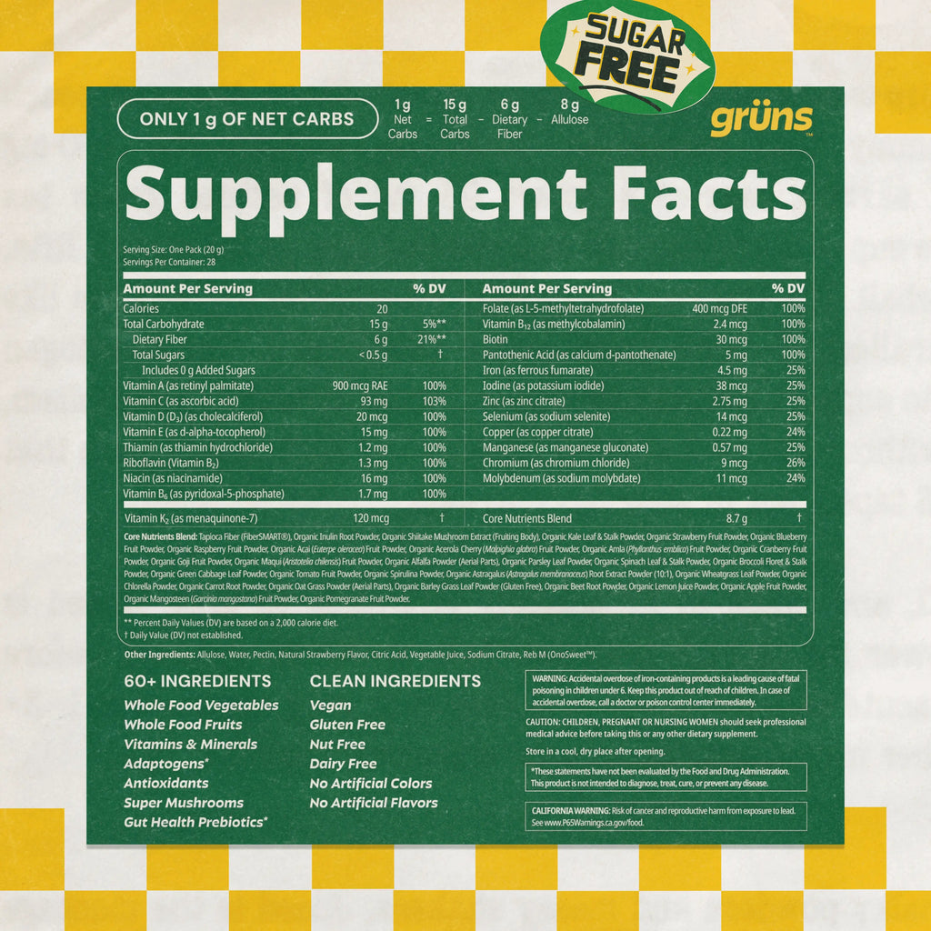2-Piece Set Grüns Superfood Greens Gummies: Comprehensive nutrition supplement with 60+ ingredients: Vitamins and Minerals, Prebiotics for Digestive Health, Adaptogens, Chlorophyll, Chlorella, Fruits and Vegetables, Gluten Free, Vegan, Third Party Tested