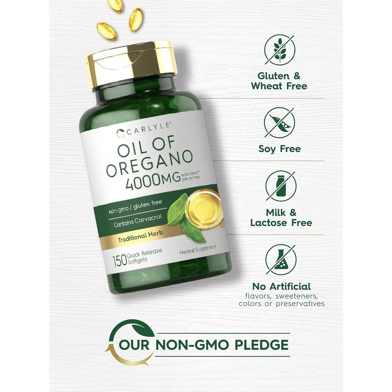 2-Piece Set Carlyle Oregano Oil 4000Mg Supplement | 150 Softgel Capsules | Contains Carvacrol | Non-Gmo & Gluten Free Formula Carlyle