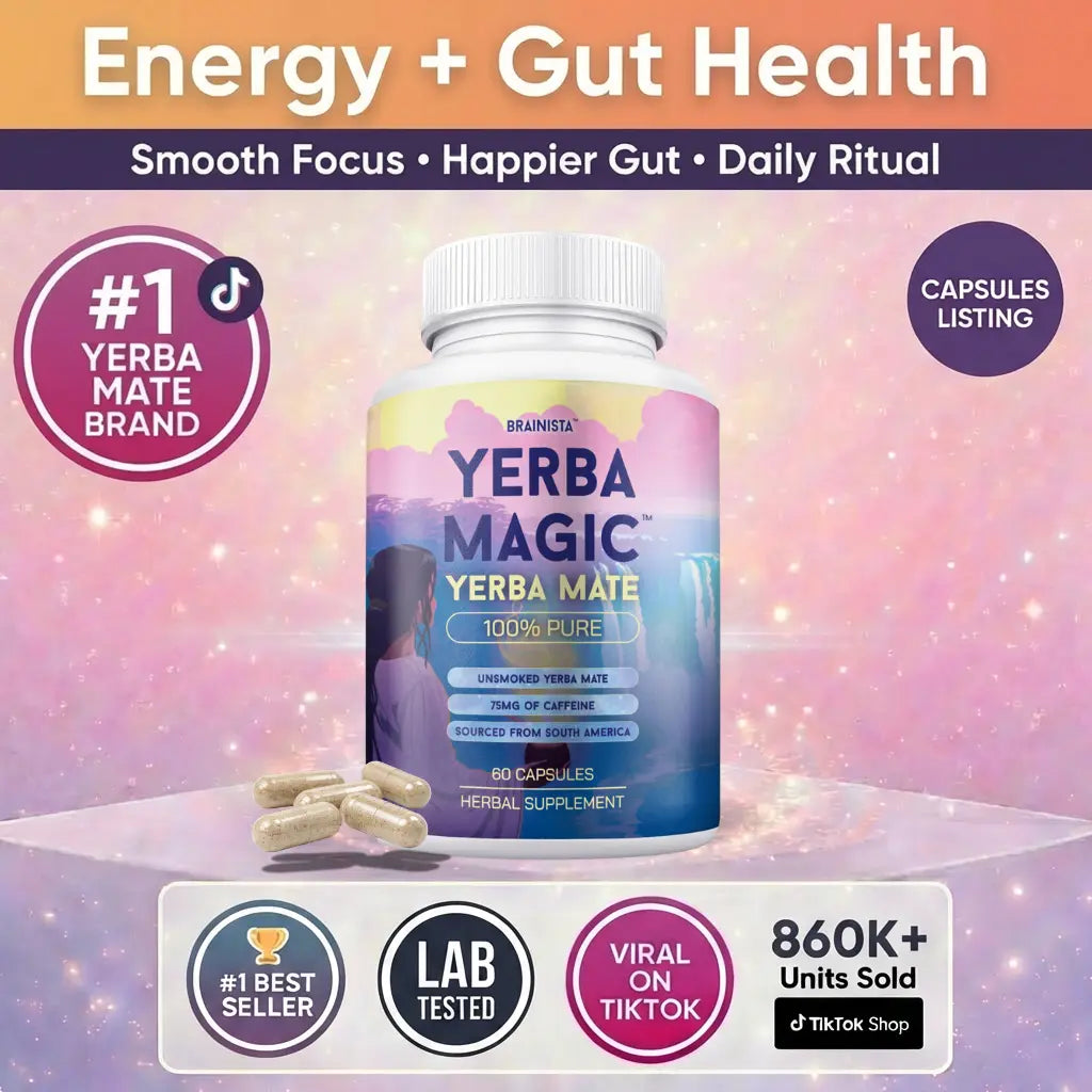 2-Piece Set Yerba Magic Capsules – Pure Yerba Mate & 5-in-1 Superblend | Clean Natural Energy | Dietary Supplement | 60 Capsules Fitness Edible