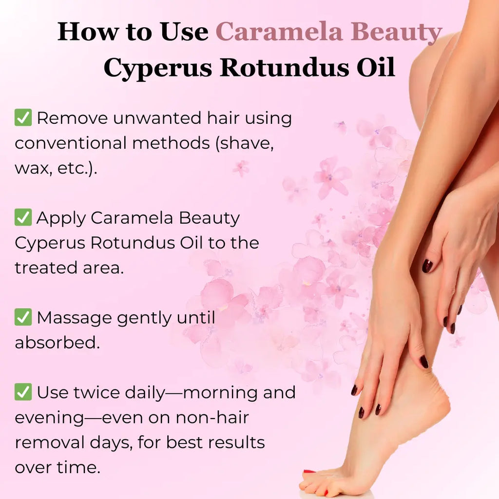 2-Piece Set Caramela Beauty Cyperus Rotundus Oil for Natural Hair Reduction - 60ml/2oz