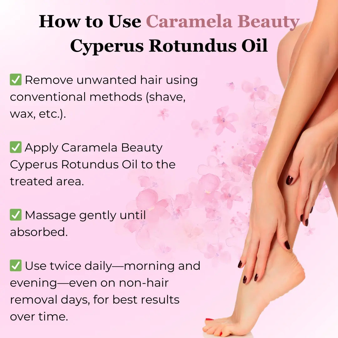 2-Piece Set Caramela Beauty Cyperus Rotundus Oil for Natural Hair Reduction - 60ml/2oz