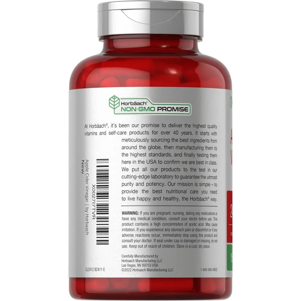 2-Piece Set Horbäach Apple Cider Vinegar Capsules | 2400mg | 150 Count | Non-GMO, Gluten Free Supplement