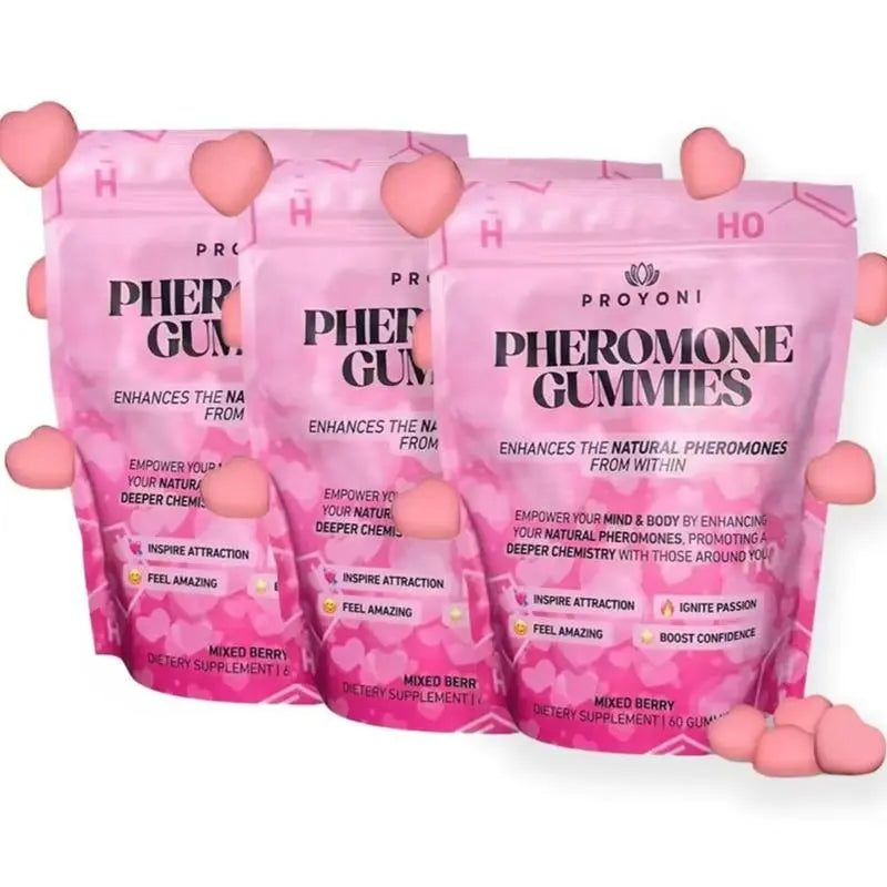 2-Piece Set Pheromone Gummies - Enhances Your Natural Pheromones From Within - 60 Count Mixed Berry Flavor | Feminine Gummies | probiotic for women | Non-Gmo