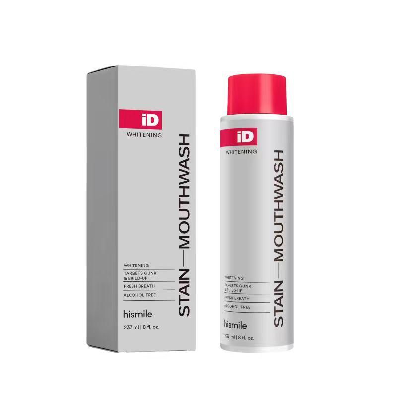 Hismile iD Stain Whitening Mouthwash for White Teeth, Freshens Breath with Essential Oils 237ml