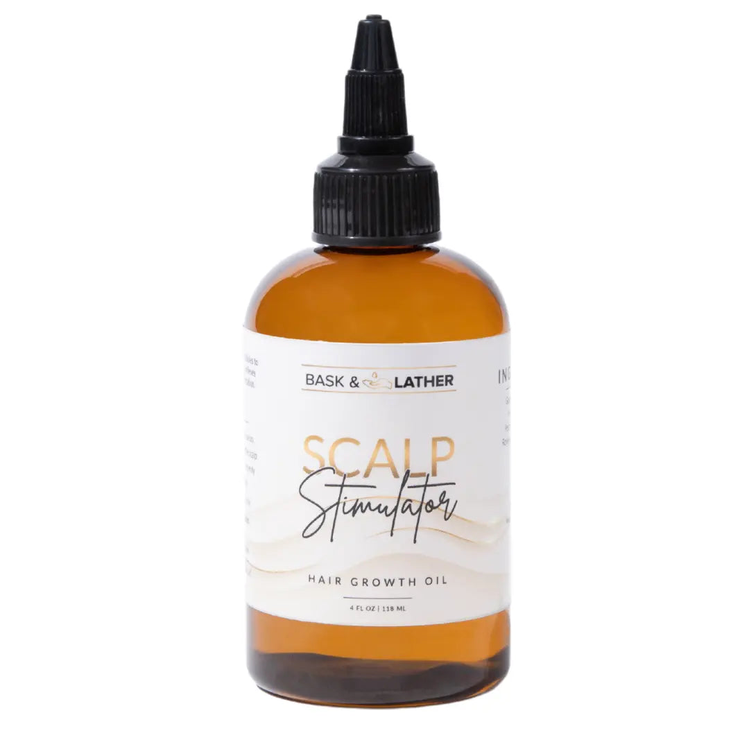 2-Piece Set BASK AND LATHER Scalp Stimulator Hair Growth Oil - Lightweight Rosemary & Mint Blend for Thicker, Fuller Hair, Alopecia Support & Hair Regrowth