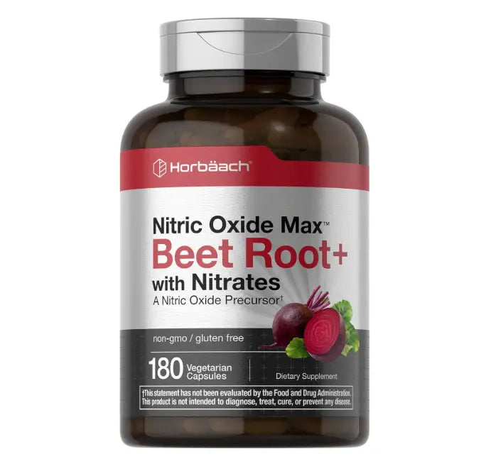 2-Piece Set Horbäach Nitric Oxide Beet Root Capsules | 180 Count | with Nitrates and Precursor | for Men and Women | Vegetarian, Non-GMO, Gluten Free Supplement