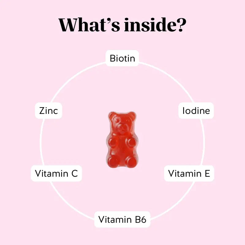Bears with Benefits Biotin Gummies for Hair Growth, Skin & Nails –  5000 mcg Biotin + Vitamins C & E + Zinc - 30 Gummies - Vegan Wild Berry Flavor - 1 Month Supply