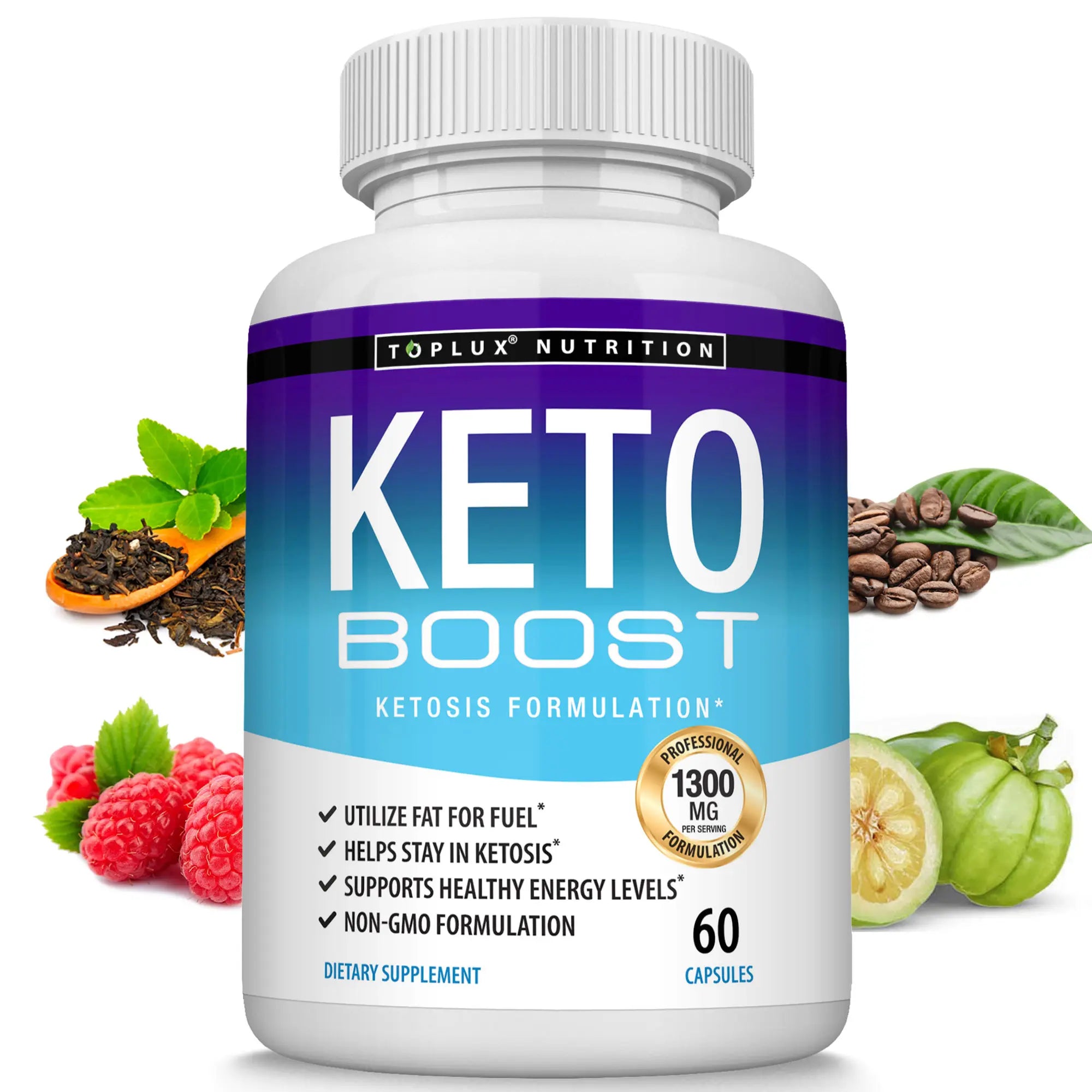 2-Piece Set Keto Boost Supplement Ketogenic Formula with Raspberry Ketones, Green Tea Extract and more