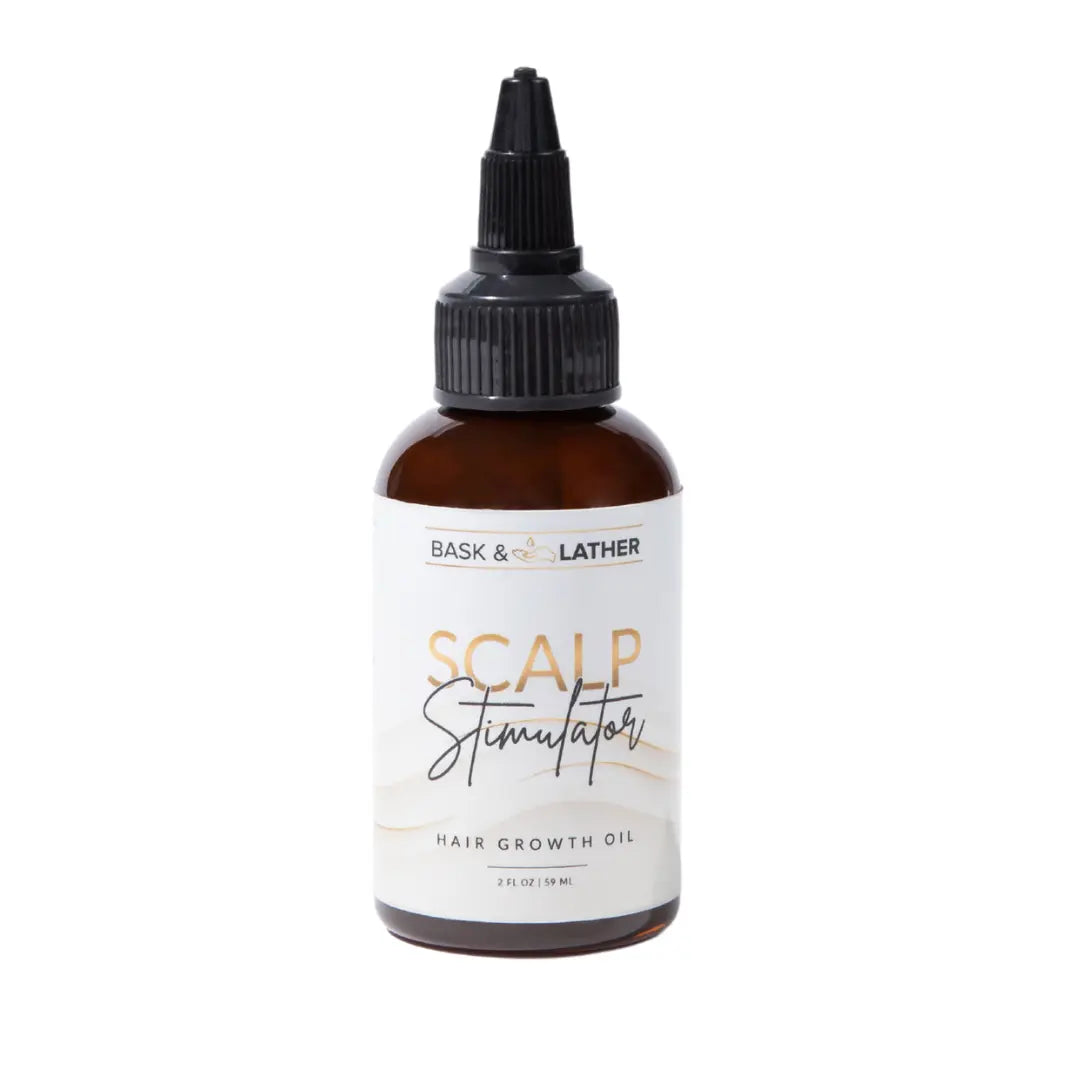 2-Piece Set BASK AND LATHER Scalp Stimulator Hair Growth Oil - Lightweight Rosemary & Mint Blend for Thicker, Fuller Hair, Alopecia Support & Hair Regrowth