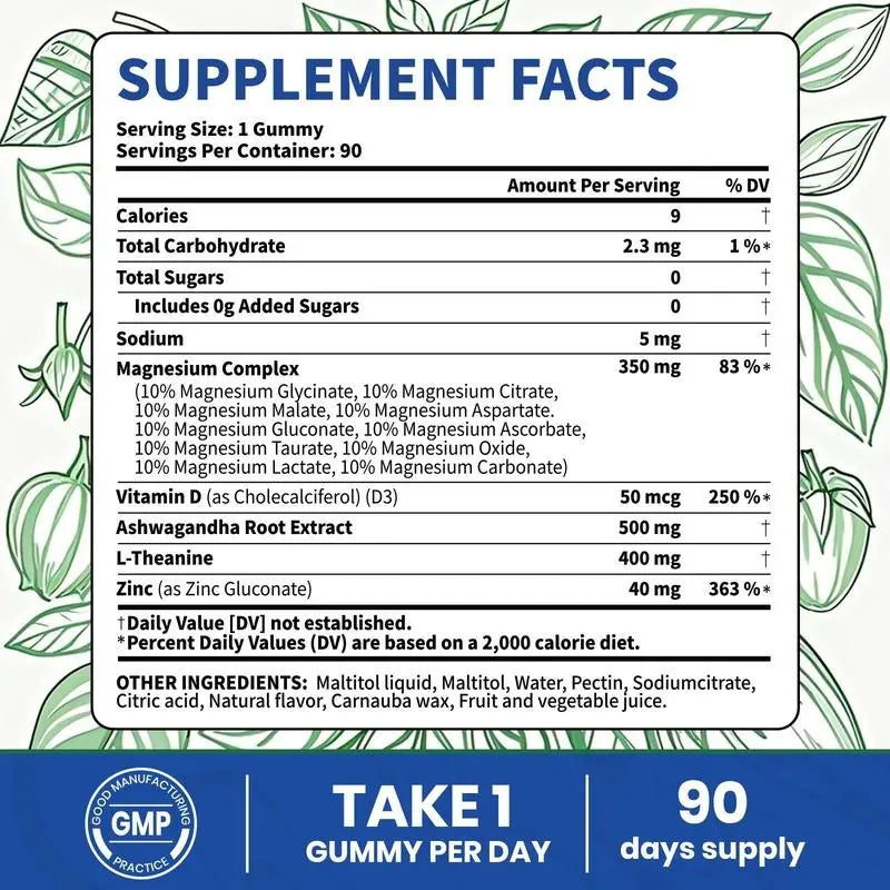 2-Piece Set VEV 14-in-1 Magnesium Gummies | Ashwagandha + L-Theanine + Vitamin D3 + Zinc | Sleep Support, Stress Relief & Immune Boost | Non-GMO, No Artificial Flavors | Adult Daily Gummy