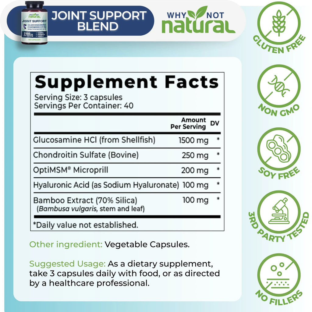 2-Piece Set Why Not Natural Glucosamine Chondroitin MSM, Joint Support Supplement