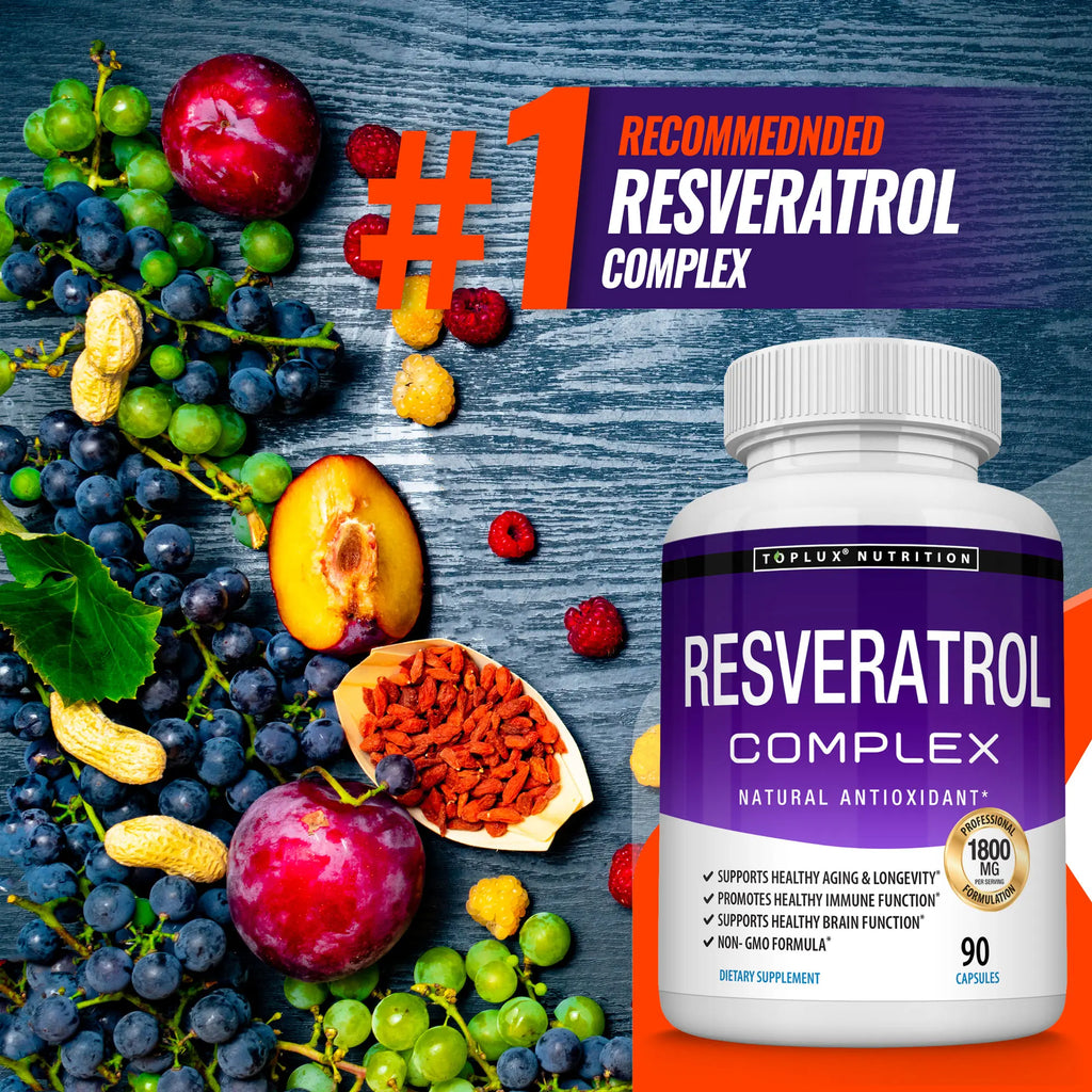 2-Piece Set Resveratrol Supplement 1800mg Natural Antioxidant