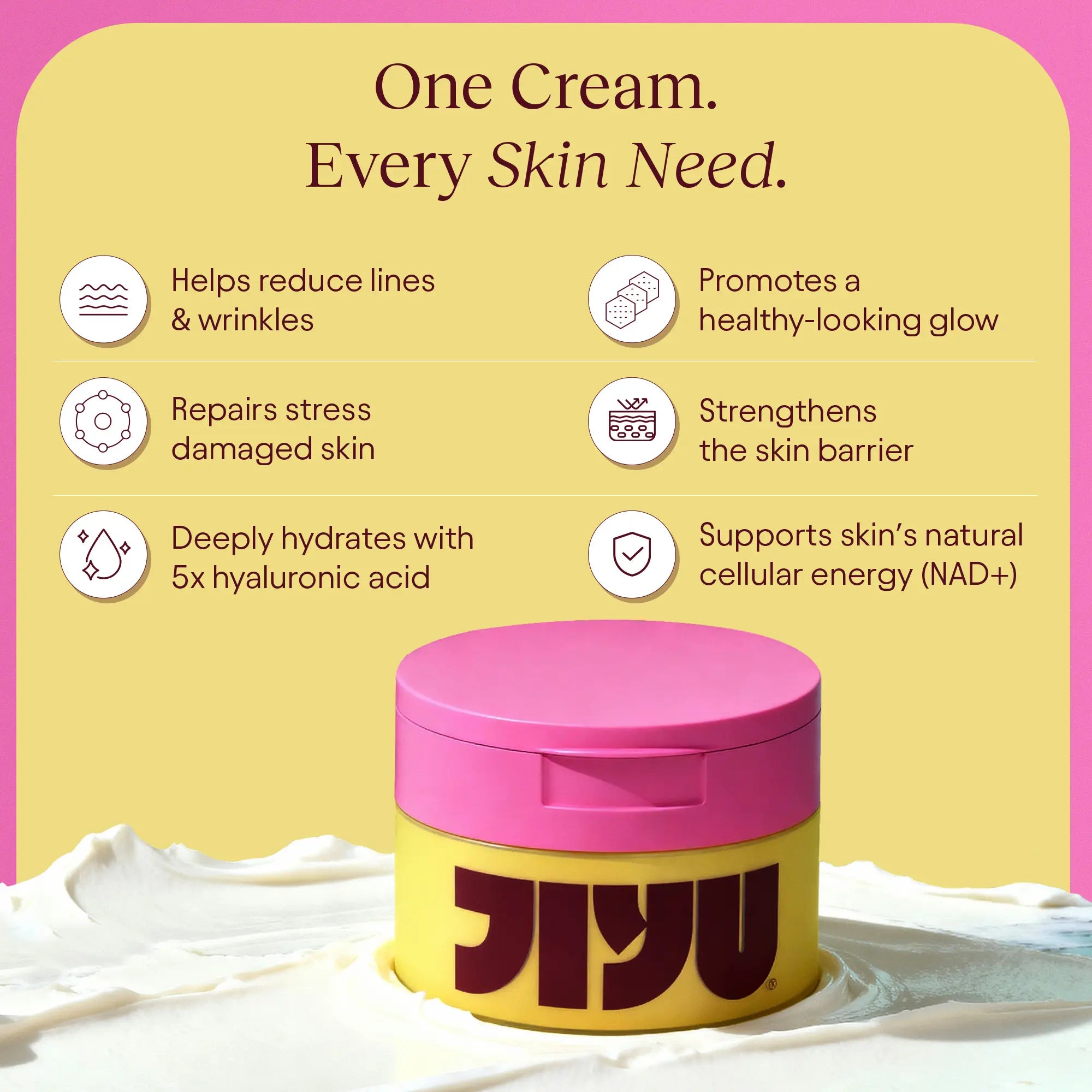 JiYu NAD+ Powered Anti-Aging Moisturizing Cream, Hydrating Moisturizer for Dry Skin Repair, Single Item