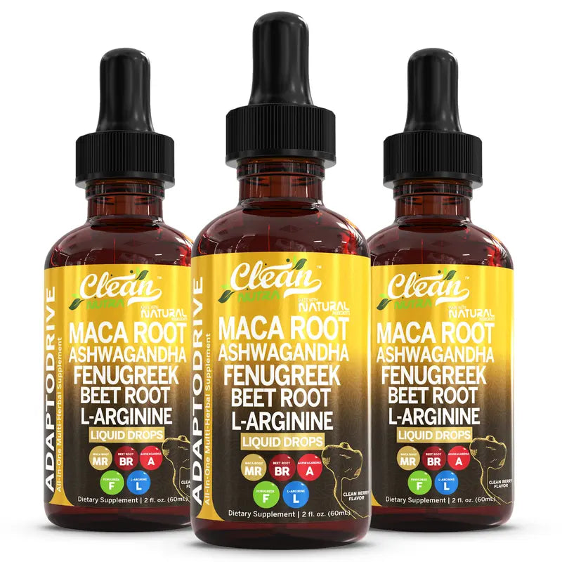 Clean Nutra Maca Root Drops for Women Ashwagandha, Fenugreek, Beet Root, L-Arginine & More for Women & Men's Optimum Health Liquid Drop – Adapto Drive