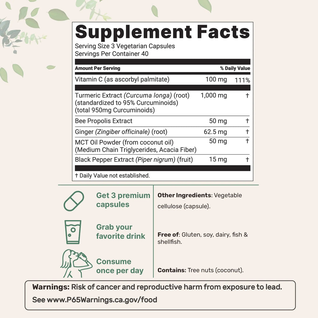 2-Piece Set Micro Ingredients Turmeric Curcumin 1,000mg | 95%25 Curcuminoids with Black Pepper & MCT Oil for Ultimate Absorption, No Filler, No GMO - 120 Vegetarian Capsules