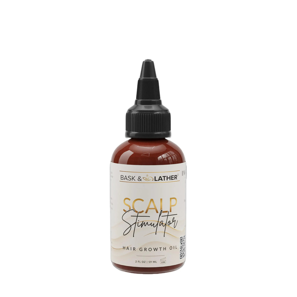 2-Piece Set BASK AND LATHER Scalp Stimulator Hair Growth Oil - Lightweight Rosemary & Mint Blend for Thicker, Fuller Hair, Alopecia Support & Hair Regrowth