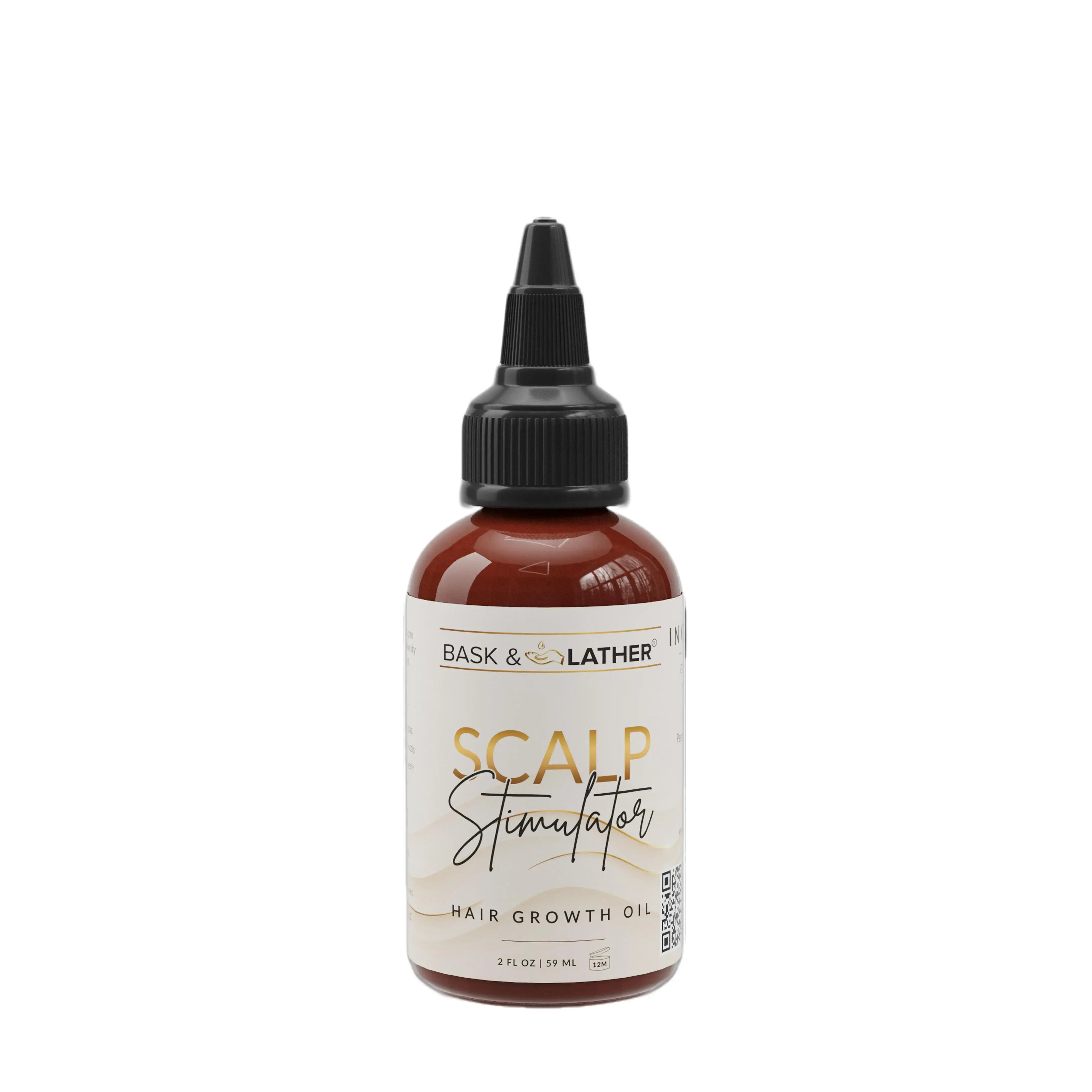 2-Piece Set BASK AND LATHER Scalp Stimulator Hair Growth Oil - Lightweight Rosemary & Mint Blend for Thicker, Fuller Hair, Alopecia Support & Hair Regrowth