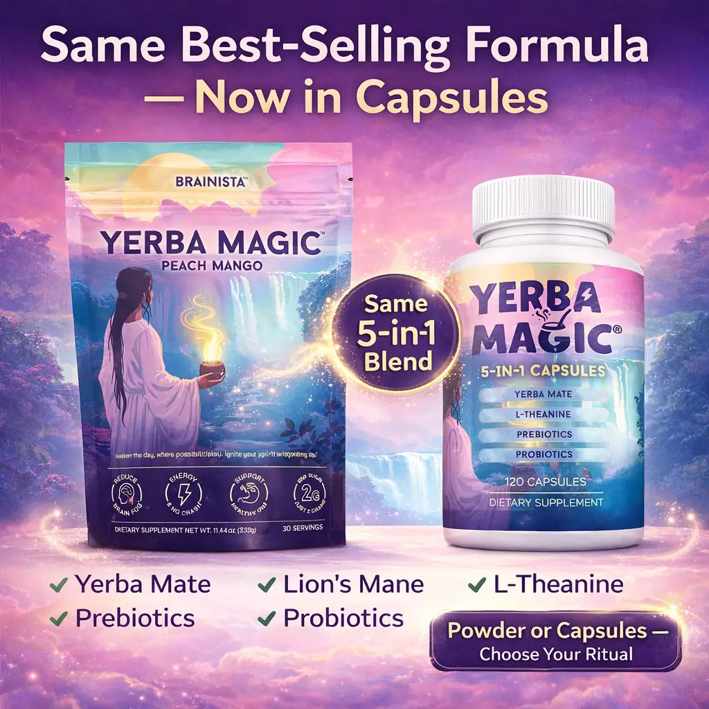 2-Piece Set Yerba Magic Capsules – Pure Yerba Mate & 5-in-1 Superblend | Clean Natural Energy | Dietary Supplement | 60 Capsules Fitness Edible