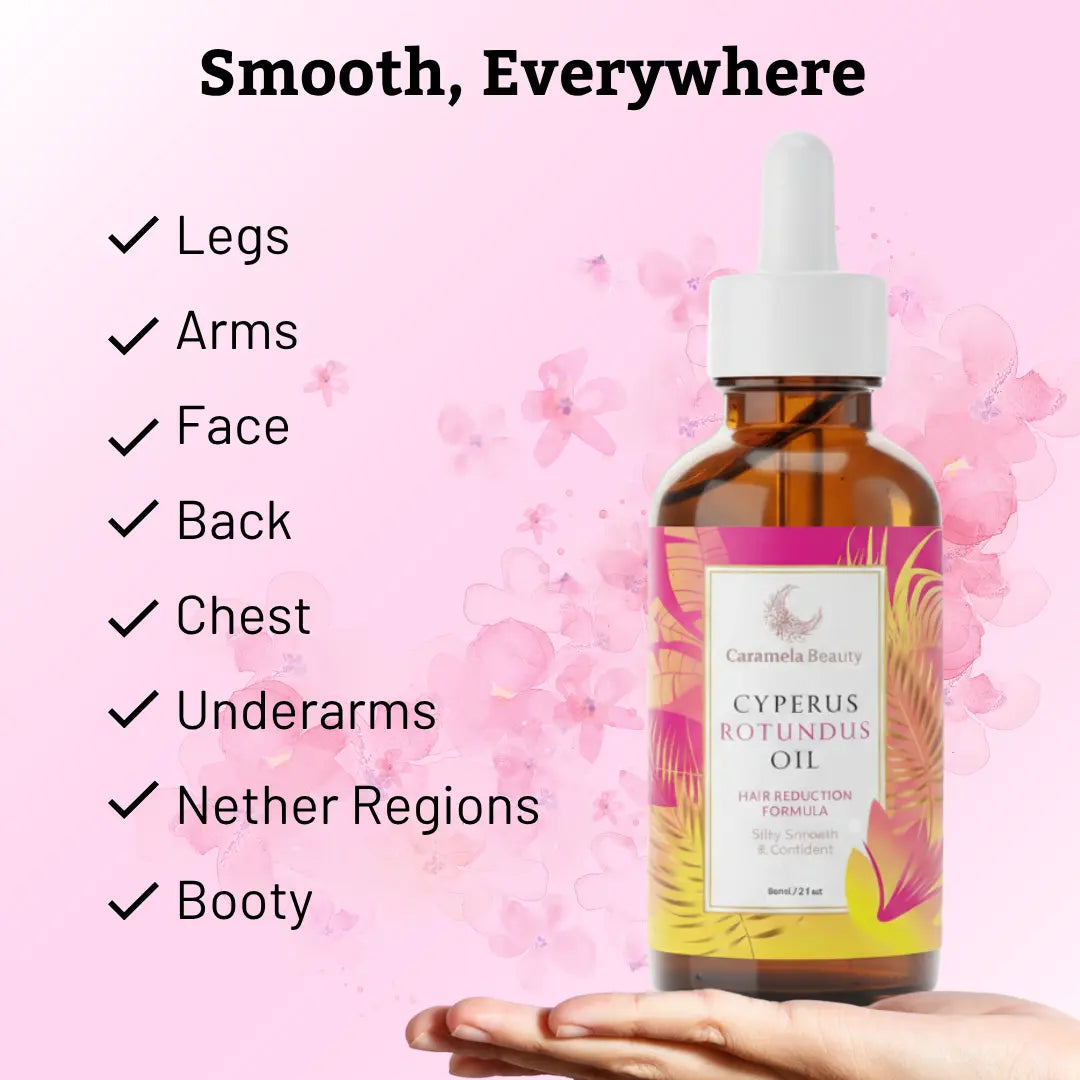 2-Piece Set Caramela Beauty Cyperus Rotundus Oil for Natural Hair Reduction - 60ml/2oz
