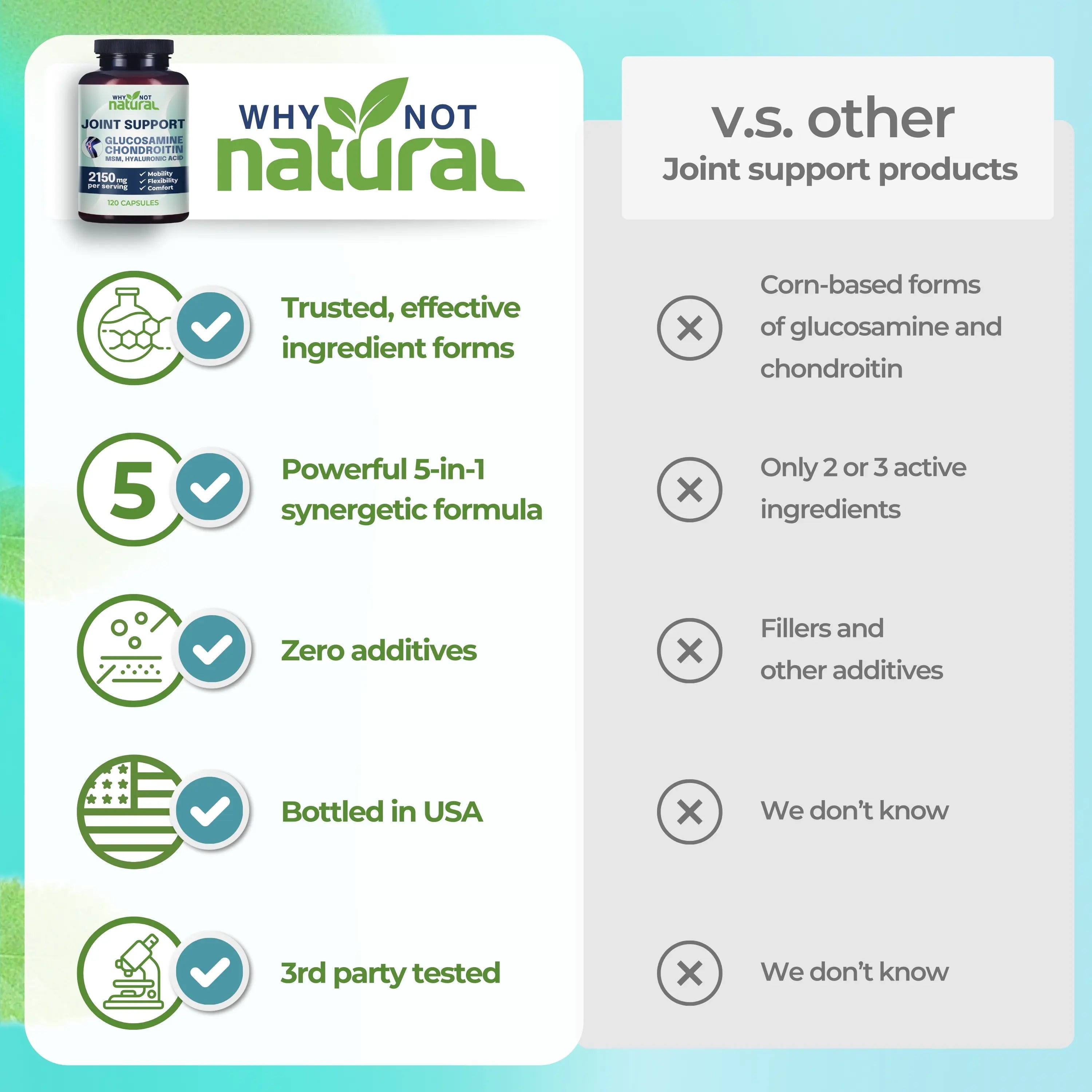 2-Piece Set Why Not Natural Glucosamine Chondroitin MSM, Joint Support Supplement