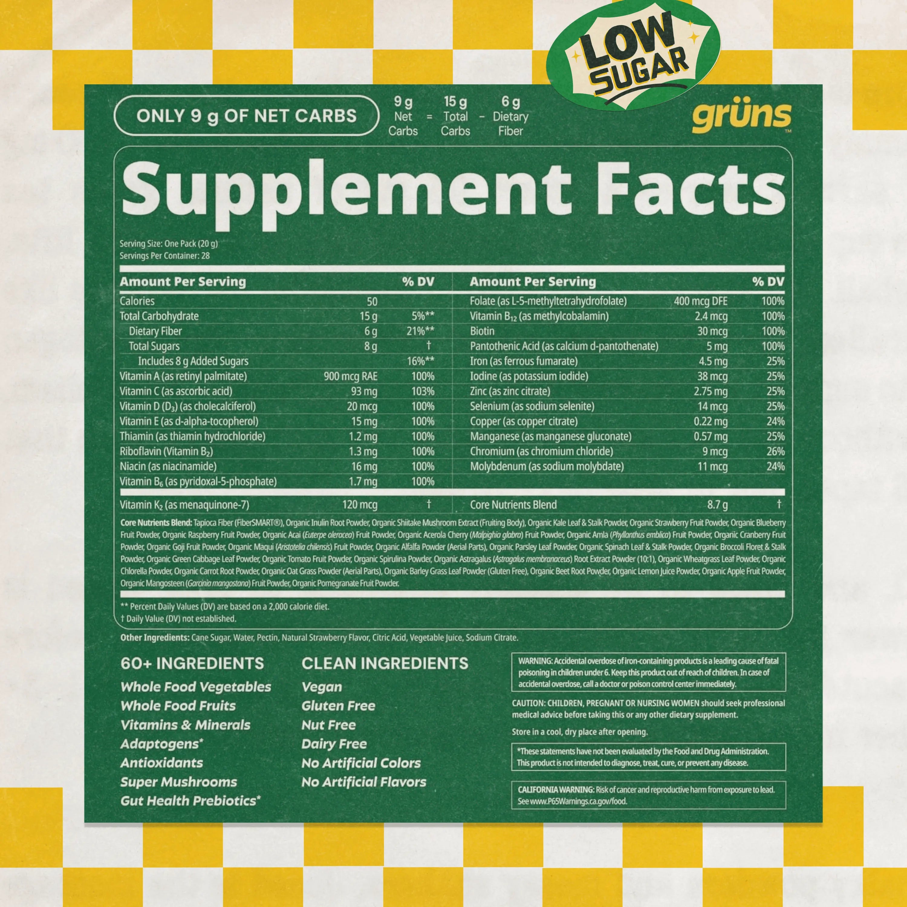 2-Piece Set Grüns Superfood Greens Gummies: Comprehensive nutrition supplement with 60+ ingredients: Vitamins and Minerals, Prebiotics for Digestive Health, Adaptogens, Chlorophyll, Chlorella, Fruits and Vegetables, Gluten Free, Vegan, Third Party Tested