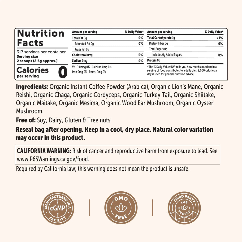 2-Piece Set Micro Ingredients Organic Instant 10 in 1 Mushroom Coffee Powder