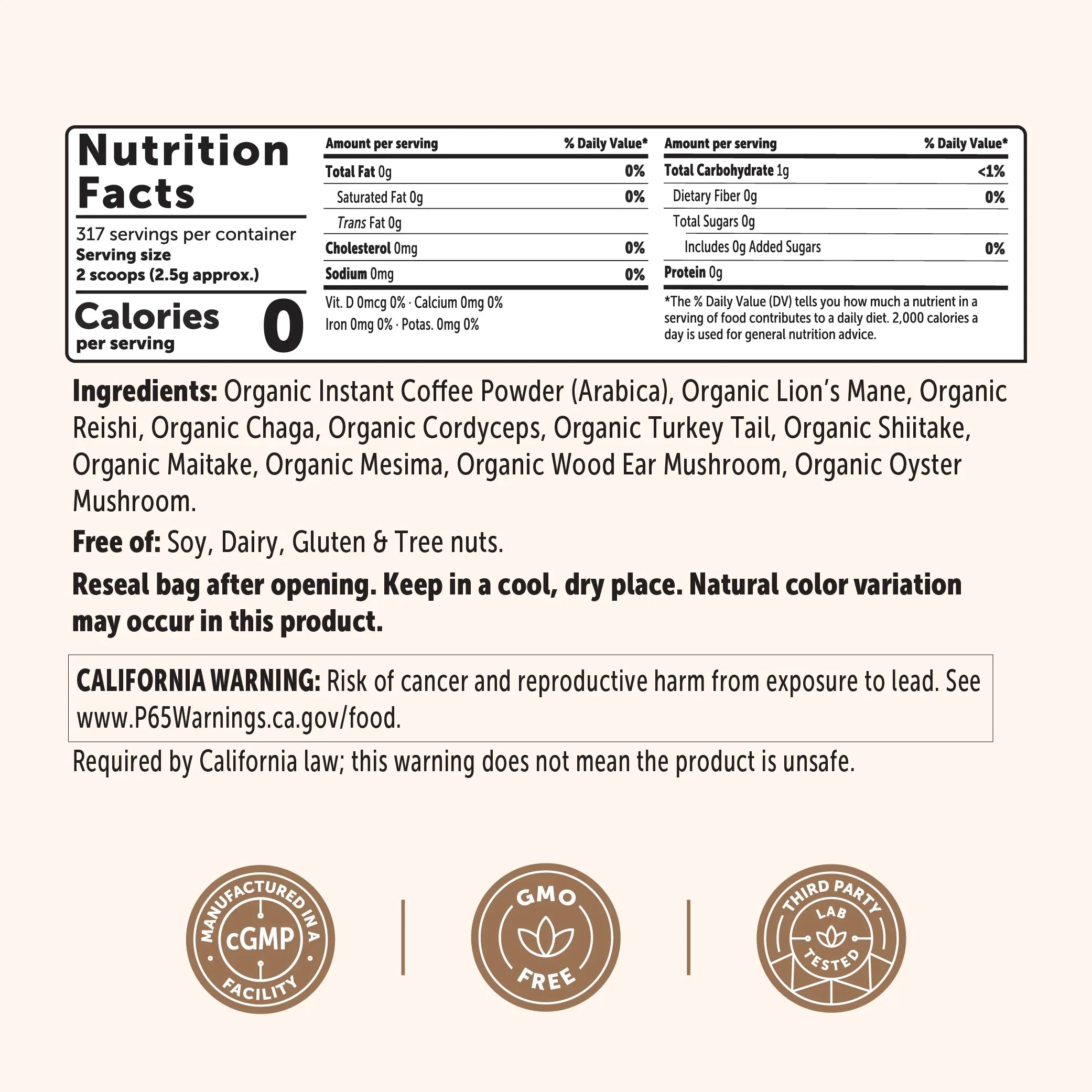 2-Piece Set Micro Ingredients Organic Instant 10 in 1 Mushroom Coffee Powder