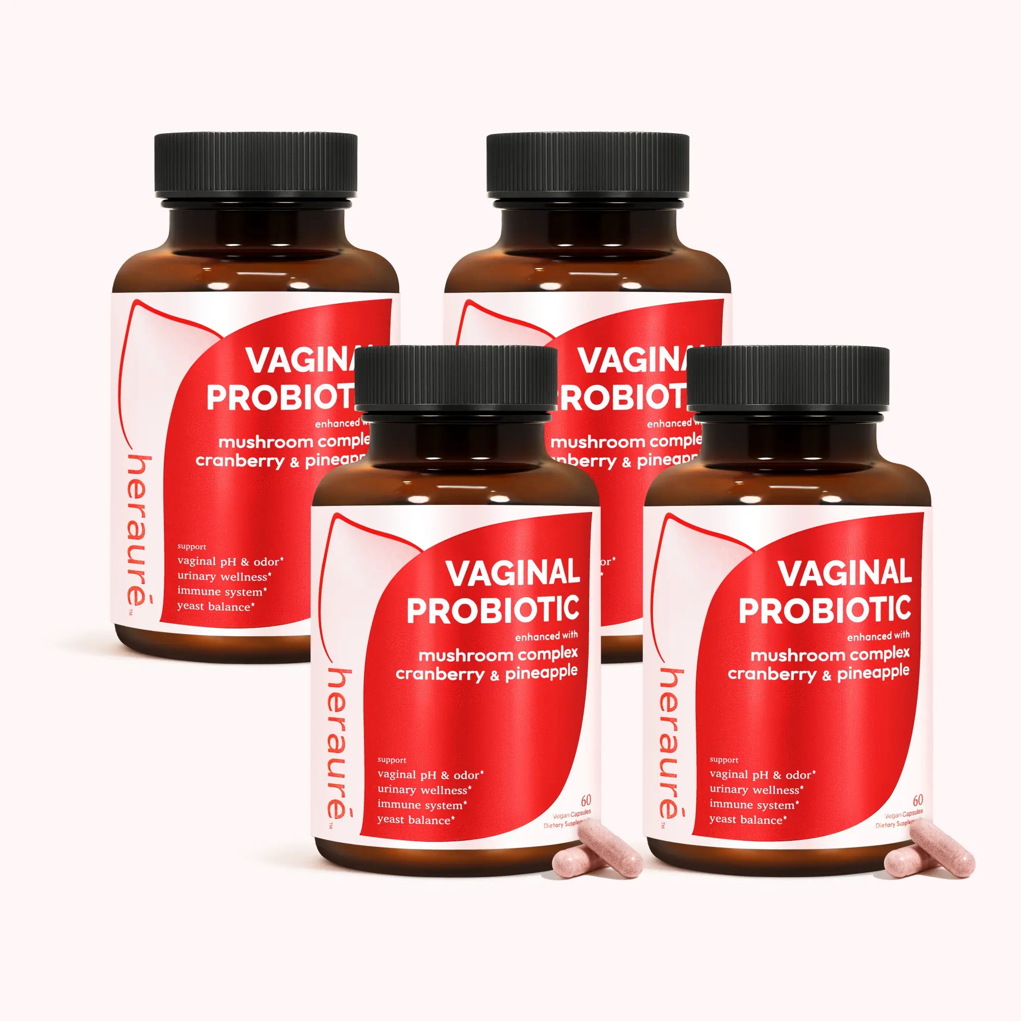 2-Piece Set HerAuré Women’s Probiotics - pH Balance, Odor Control, Flora Health, Moistening, Tightening - With 7 Billion CFU Probiotic, Prebiotic, 7-in-1 Mushroom Blend, Cranberry, Pineapple - 60 Capsules (Pack of 1), Self-Care Gift,mothersdaygift