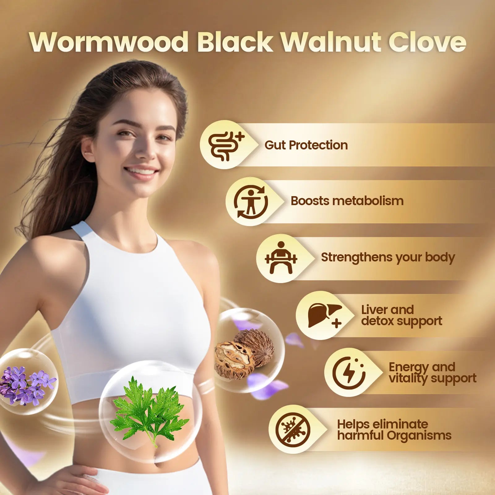 2-Piece Set VIVONU Wormwood Black Walnut Cloves Capsules - Boost Metabolism & Enhance Energy | Contains Black Walnut, Garlic, Wormwood, and More | 240 Capsules (80-Day Supply)