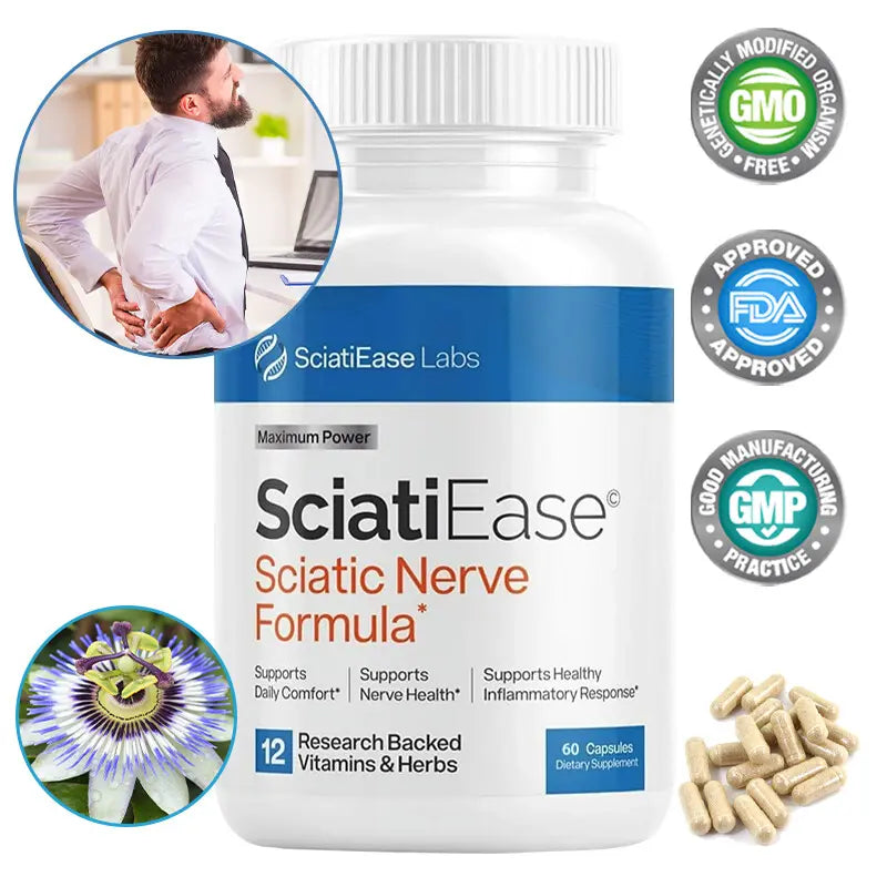 2-Piece Set Sciatic Nerve Support Supplement – Extra Strength Formula with B Vitamins, Turmeric & Herbal Extracts – 120 Capsules for Sciatica Relief, Nerve Health & Leg Discomfort
